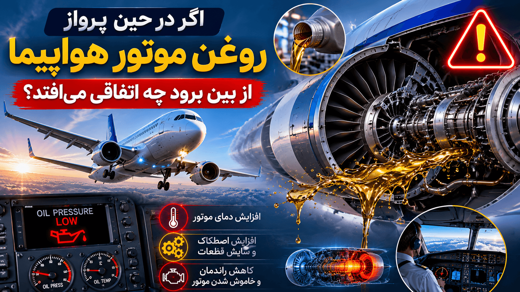 اگر در حین پرواز روغن موتور هواپیما از بین برود چه اتفاقی می‌افتد؟
