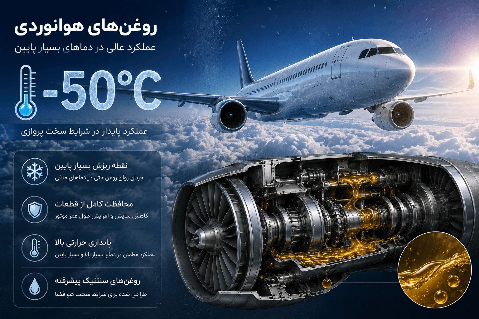 روغنهای هوانوردی چگونه در دمای منفی ۵۰ درجه سانتیگراد کار میکنند؟